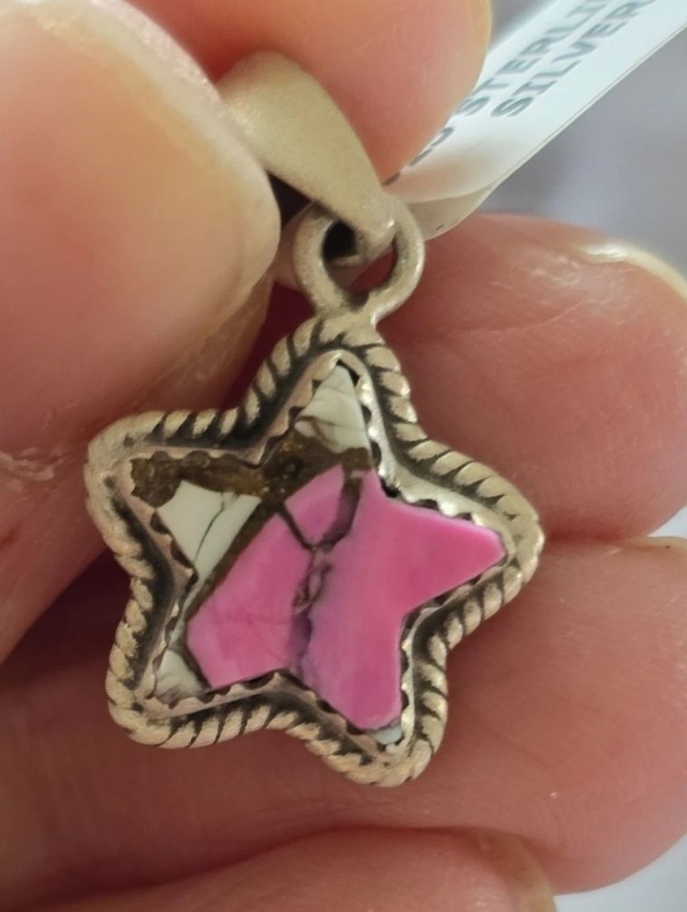 Cotton Candy Turquoise Pendant In Sterling Silver, Southwestern